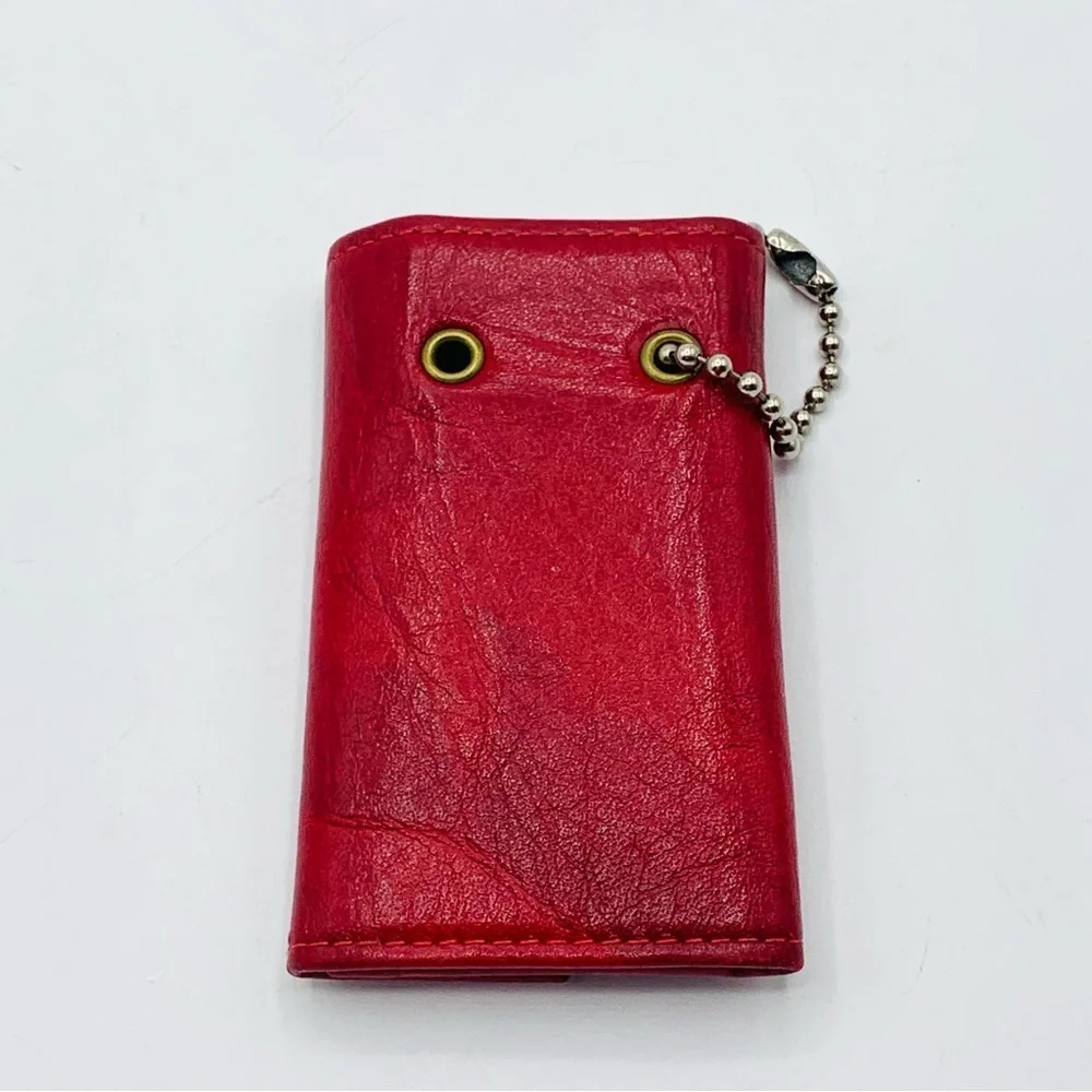 Vintage St. Thomas Red Leather Key Case Cowhide Leather  5-Hook Holder